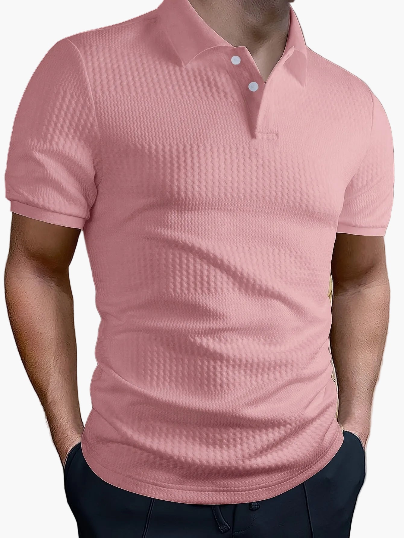Polo homme ajusté style casual à motif géométrique pour l'été