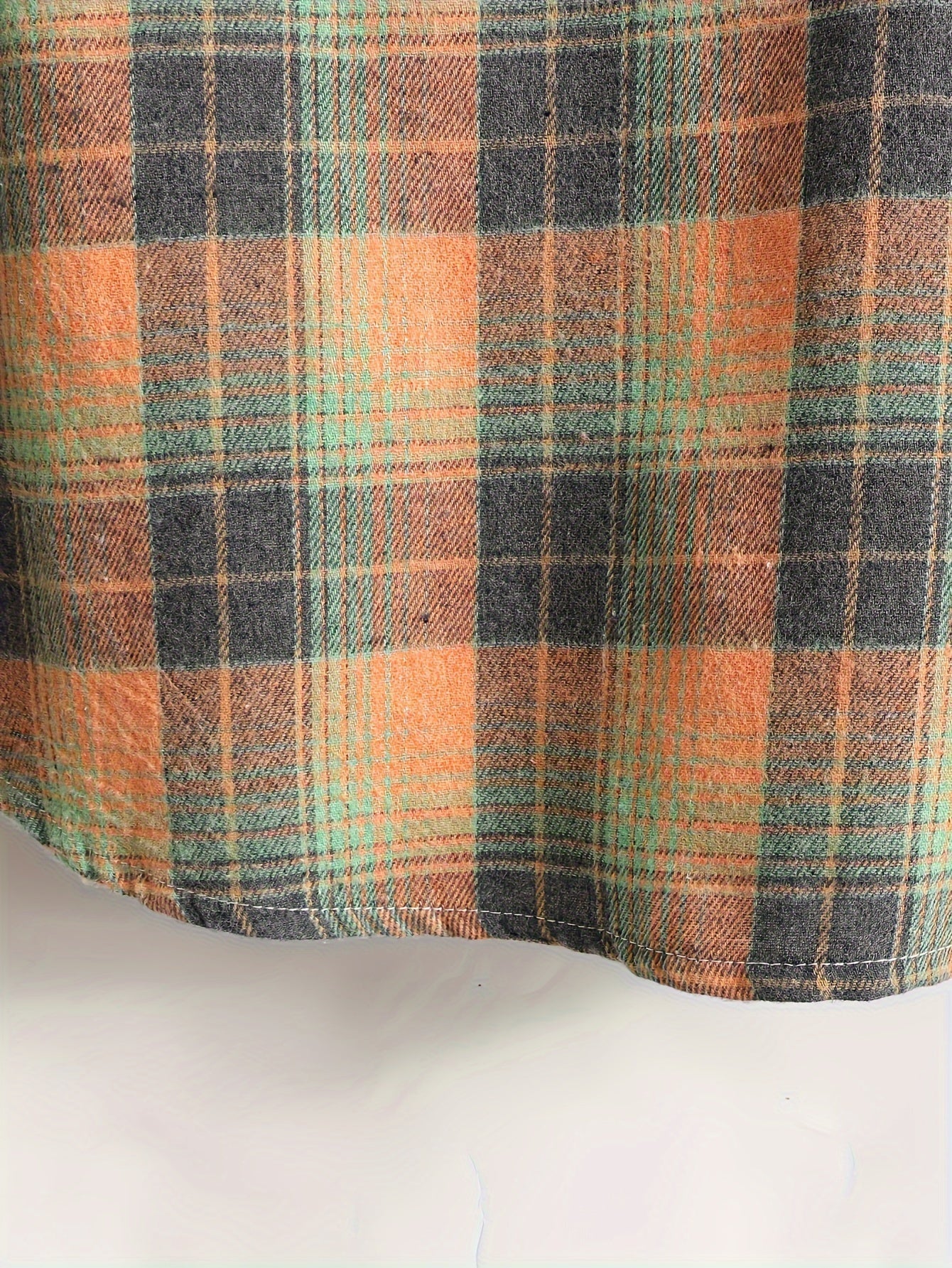 Chemise à carreaux homme, manches longues, orange et gris, style décontracté
