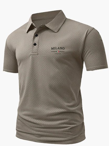 Elegantes Herren-Poloshirt im italienischen Stil mit geometrischem Muster für einen casual-chicen Look  