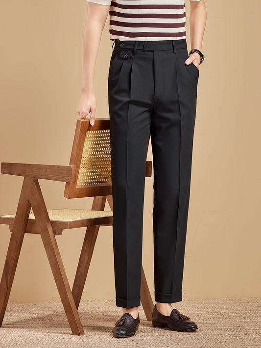 Pantalon habillé pour homme style moderne à pinces, coupe droite, usage quotidien ou bureau