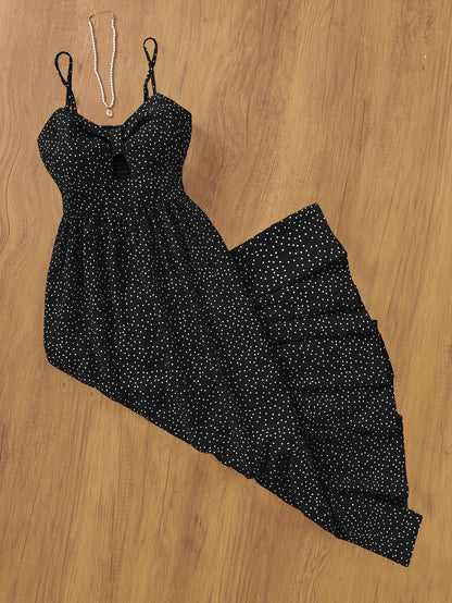 Vintage stijl lange jurk met stippen voor elegante en chique dames
