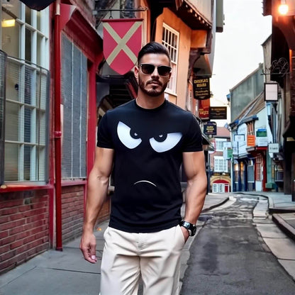 T-shirt Homme Motif Regard Intense Style Décontracté Idéal Quotidien