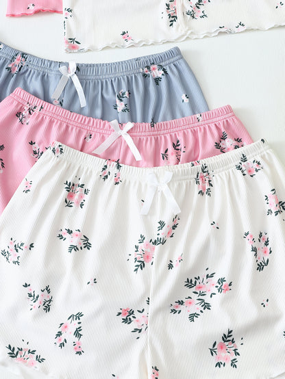 Pyjama Femme Ensemble 2 Pièces Style Floral Décontracté Été