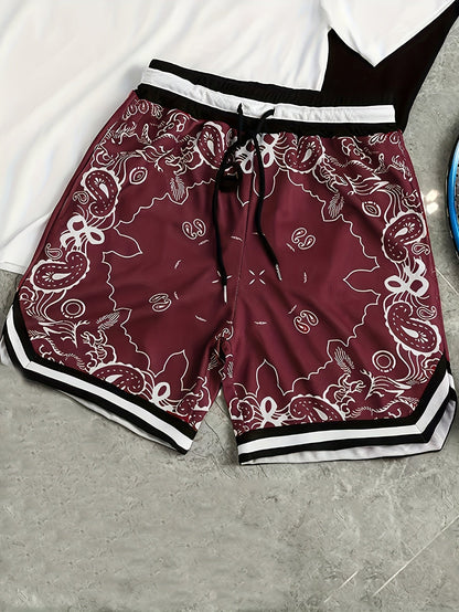 Shorts de sport homme style streetwear imprimé motif bandana – Look urbain tendance