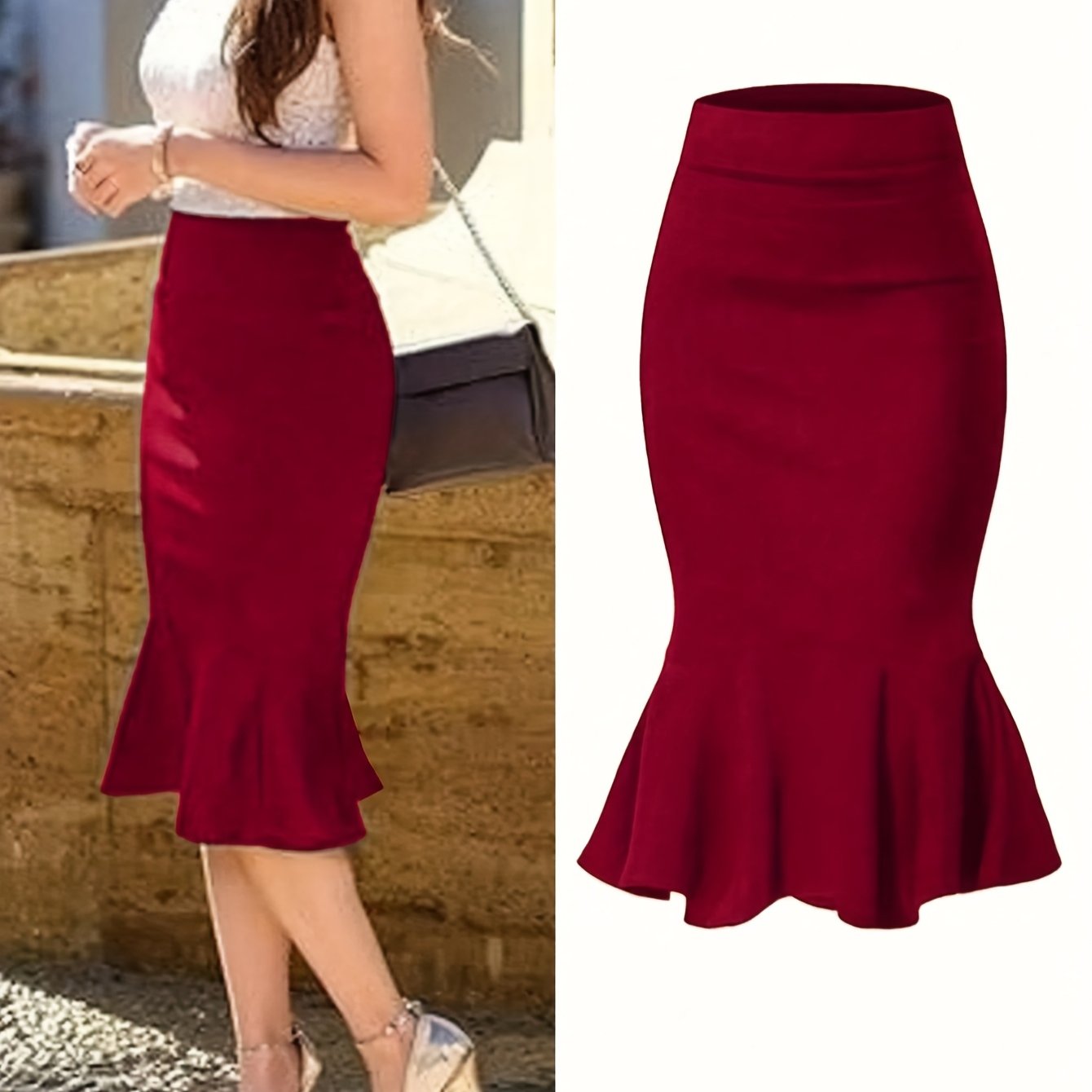 Jupe midi sirène élégante pour femme style bureau et occasions spéciales