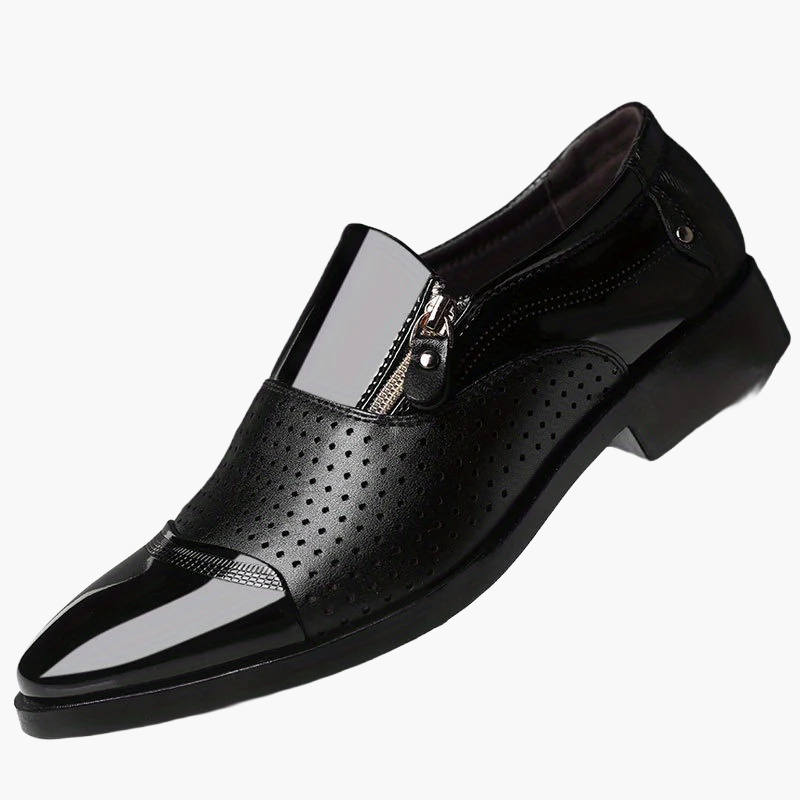 Zapatos de vestir de negocios para hombre estilo inglés con punta afilada y cierre de cremallera