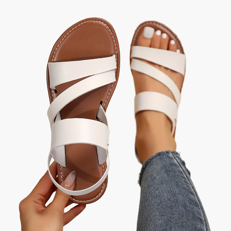 Sandales plates pour femme style décontracté à brides croisées idéales pour l'été