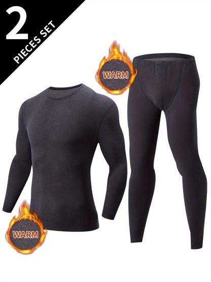 Ensemble Sous-Vêtements Thermiques Homme 2 Pièces Noir Manches Longues