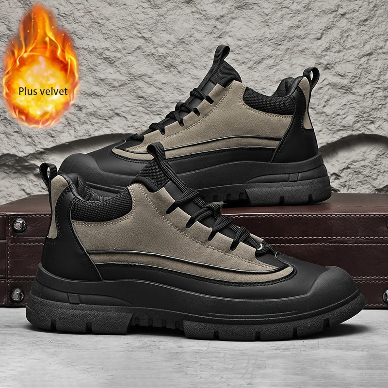 Baskets montantes style décontracté pour homme, bicolores, avec semelle épaisse