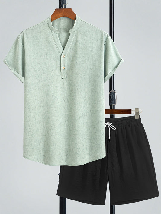 Men's Casual Two-Piece Set Modern Style for Summer and Leisure