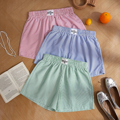 Shorts décontractés à rayures pour femme, lot de 3, style confortable pour la maison ou l'été