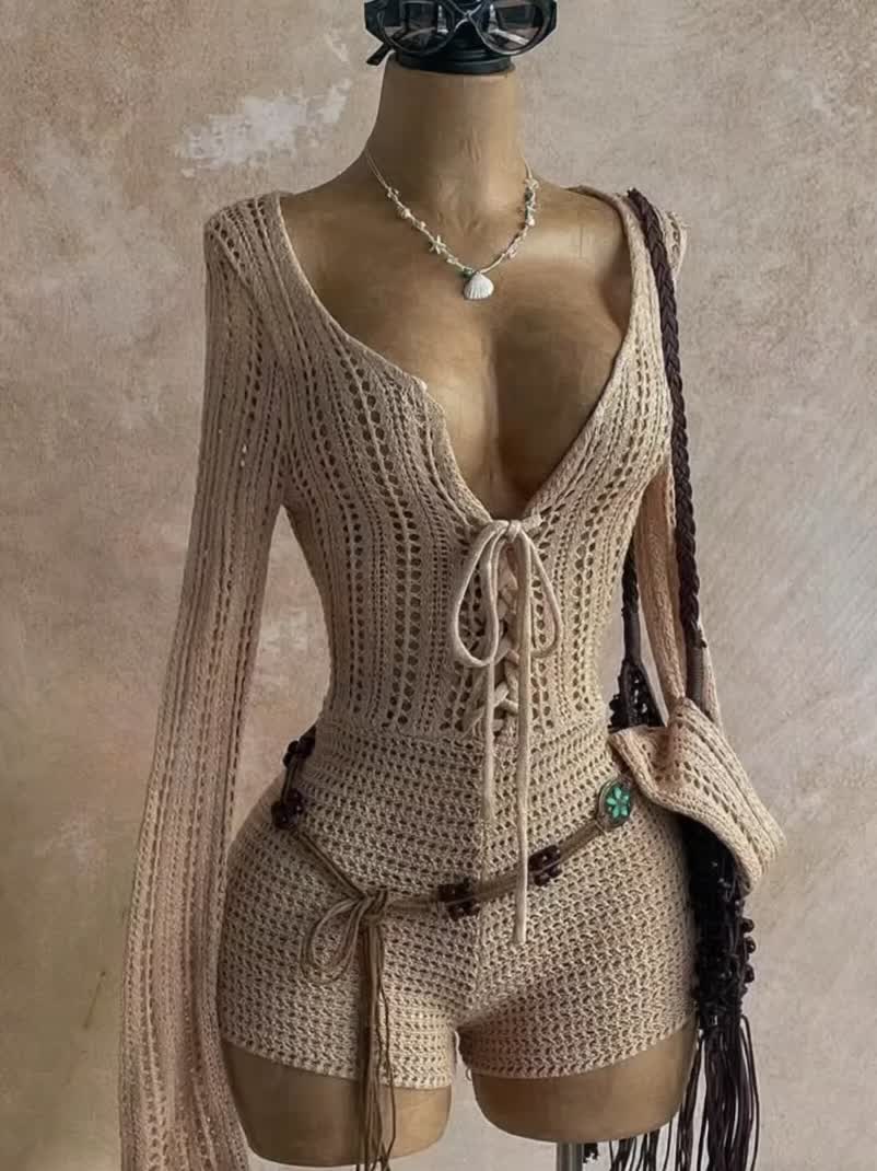 Combinaison Bohème Femme Décolleté Plongeant Style Plage Chic