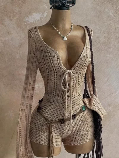 Combinaison Bohème Femme Décolleté Plongeant Style Plage Chic