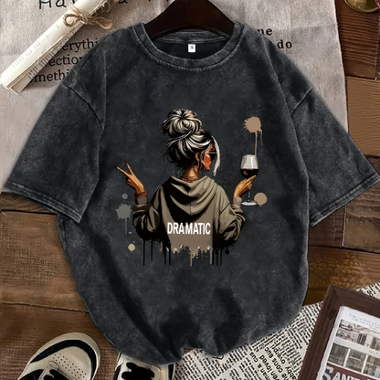 T-shirt Femme Style Décontracté Motif Dramatique avec Illustration Moderne