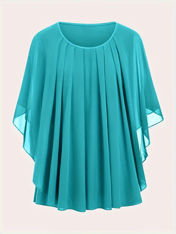 Elegant cape blouse for women plus size, loose evening style