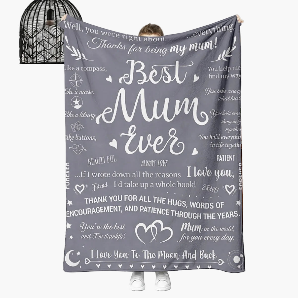 Plaid Cadeau Femme - Couverture Sentimentale Style Boho pour Maman avec Messages d'Amour et de Reconnaissance