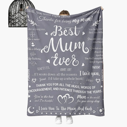 Plaid Cadeau Femme - Couverture Sentimentale Style Boho pour Maman avec Messages d'Amour et de Reconnaissance
