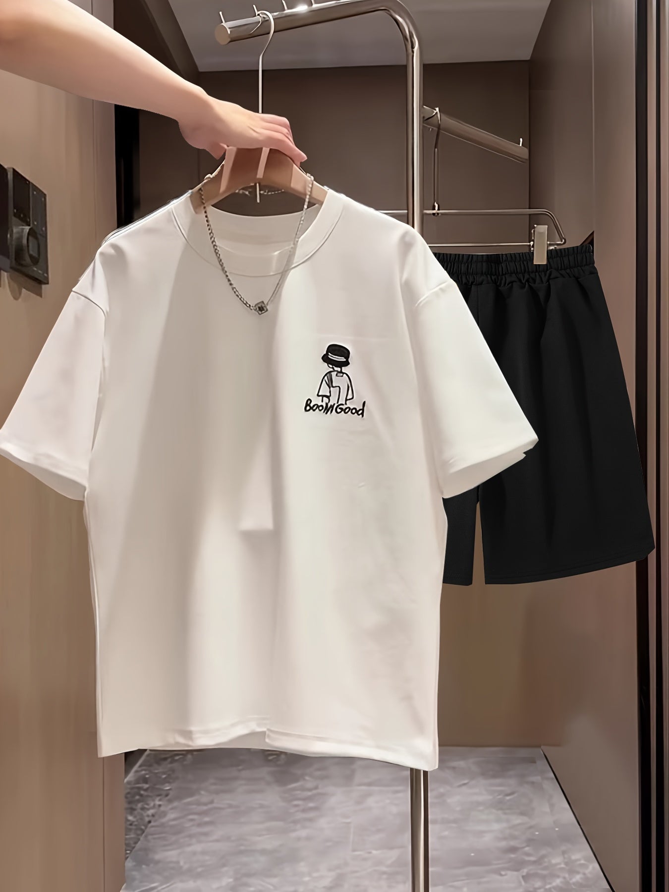 Ensemble Décontracté Homme T-shirt Imprimé et Short Style Urbain - Tenue Idéale Quotidienne