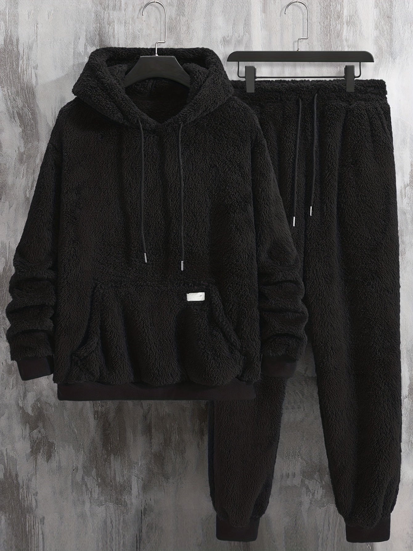 Ensemble Homme Loungewear Molleton Capuche et Pantalon Teddy Poil Long