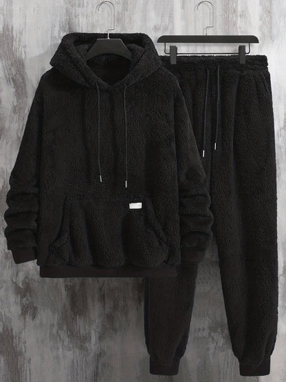 Ensemble Homme Loungewear Molleton Capuche et Pantalon Teddy Poil Long