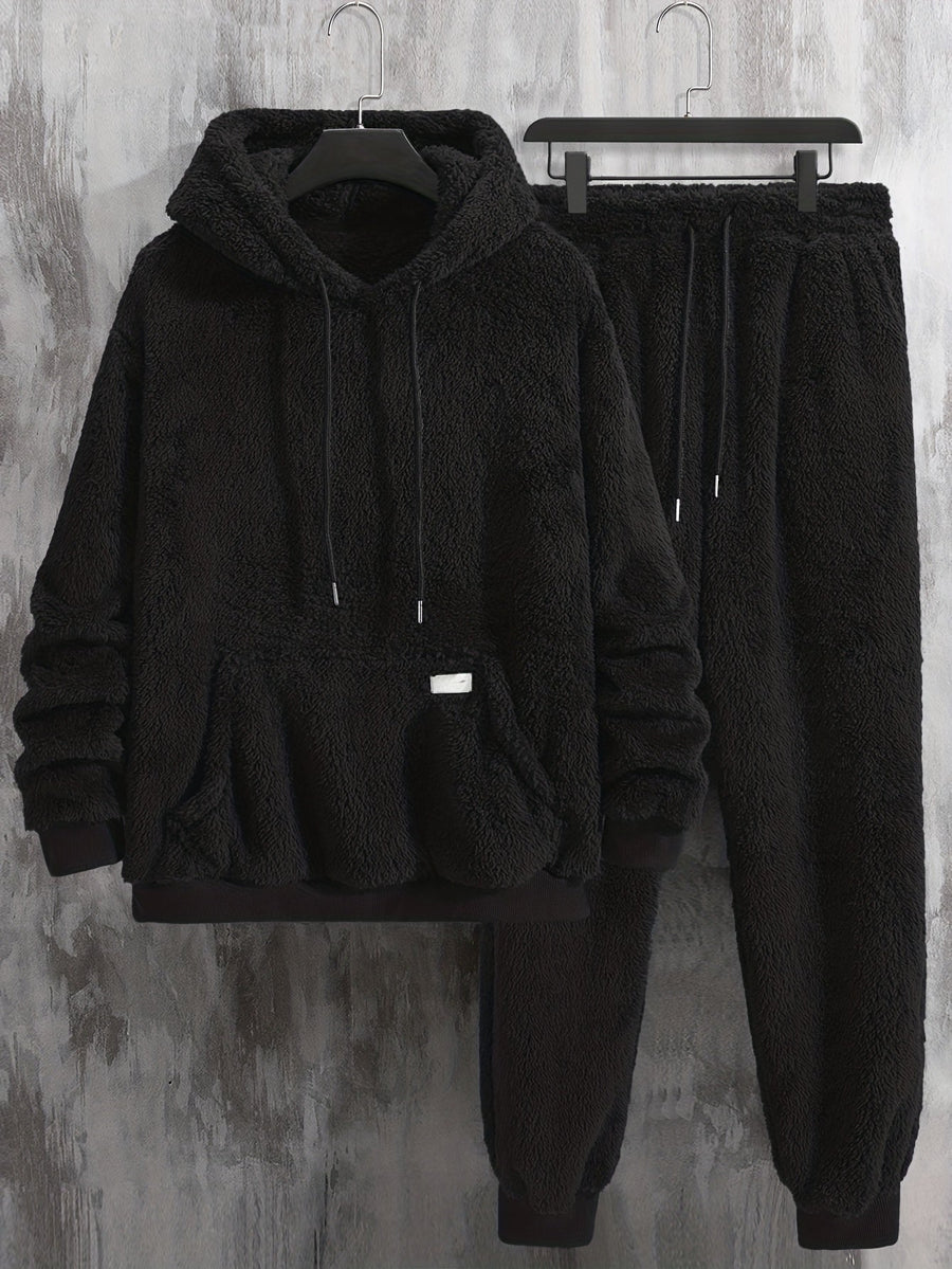 Ensemble Homme Loungewear Molleton Capuche et Pantalon Teddy Poil Long