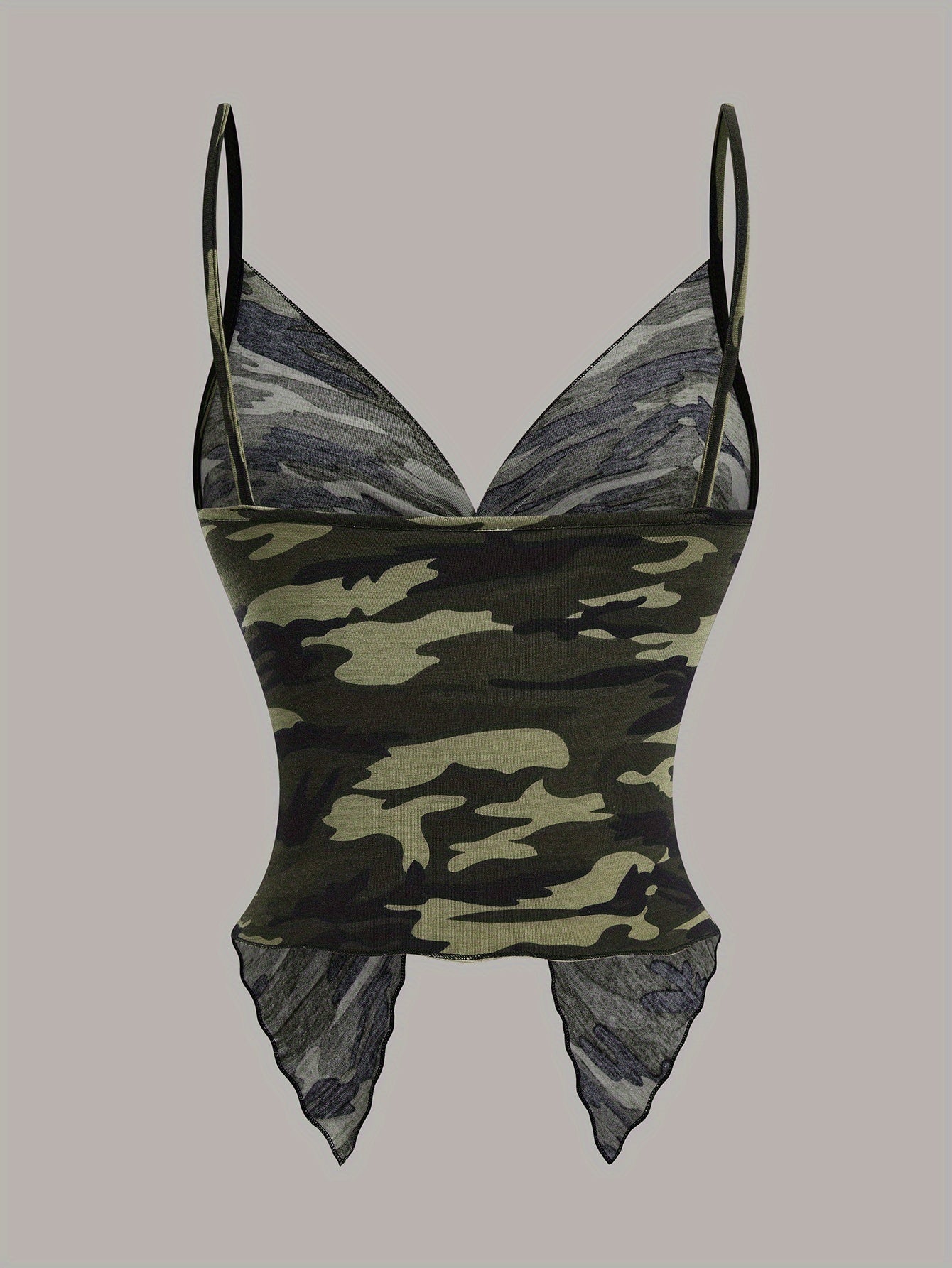 Damen-Camisole-Top im urbanen Stil mit Camouflage-Print und Knoten-Detail  