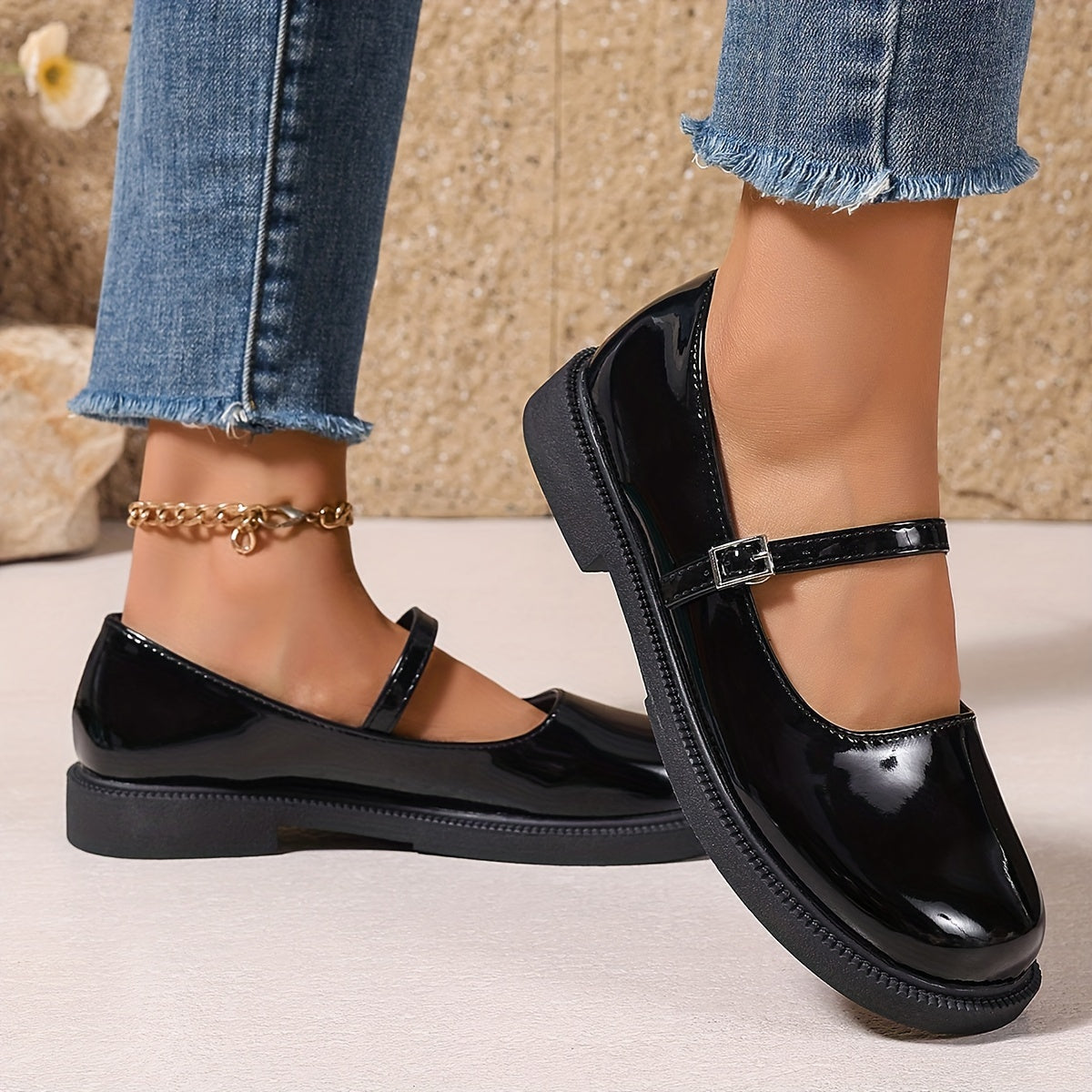 Damskie buty Mary Jane w stylu preppy z paskiem, idealne na co dzień i na czas wolny
