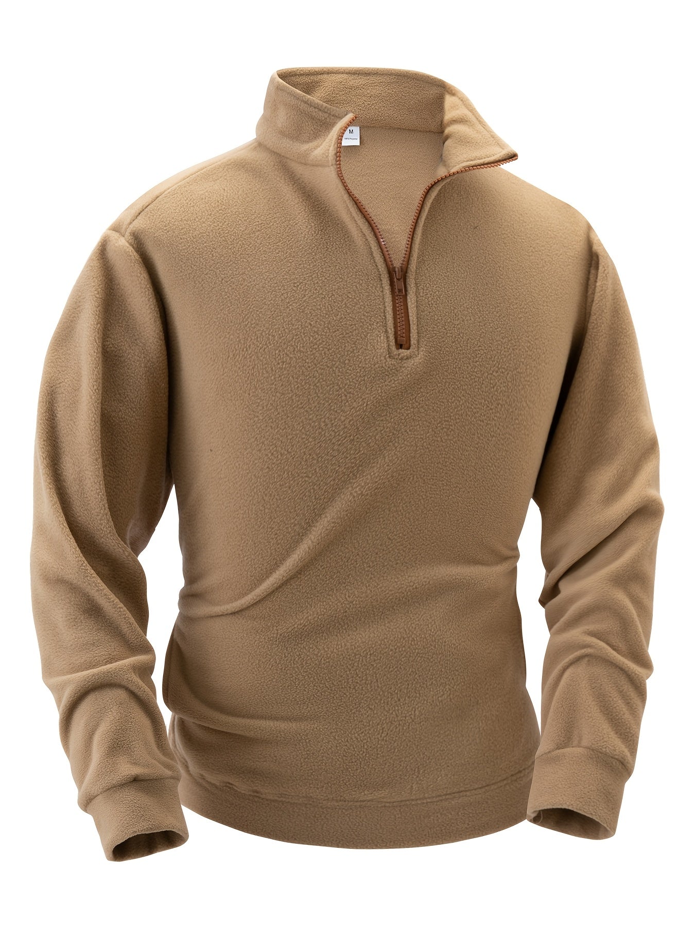 Polaire Homme Demi-Zip Col Montant Manches Longues Poches Latérales