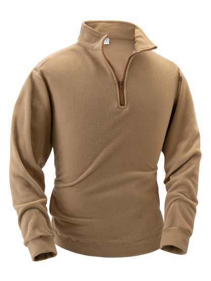 Polaire Homme Demi-Zip Col Montant Manches Longues Poches Latérales