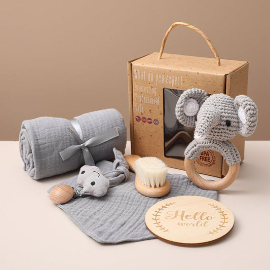 Unisex Baby Birth Gift Box – Bath Set and Elephant Awakening Toys