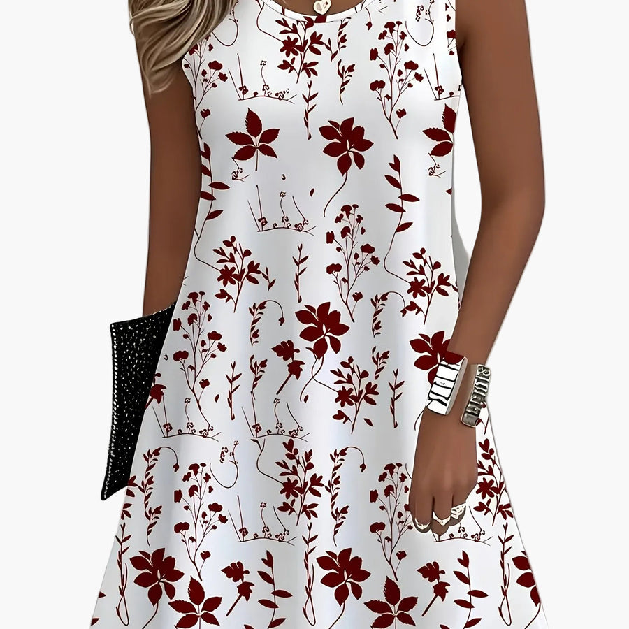 Robe d'été décontractée sans manches femme style floral chic