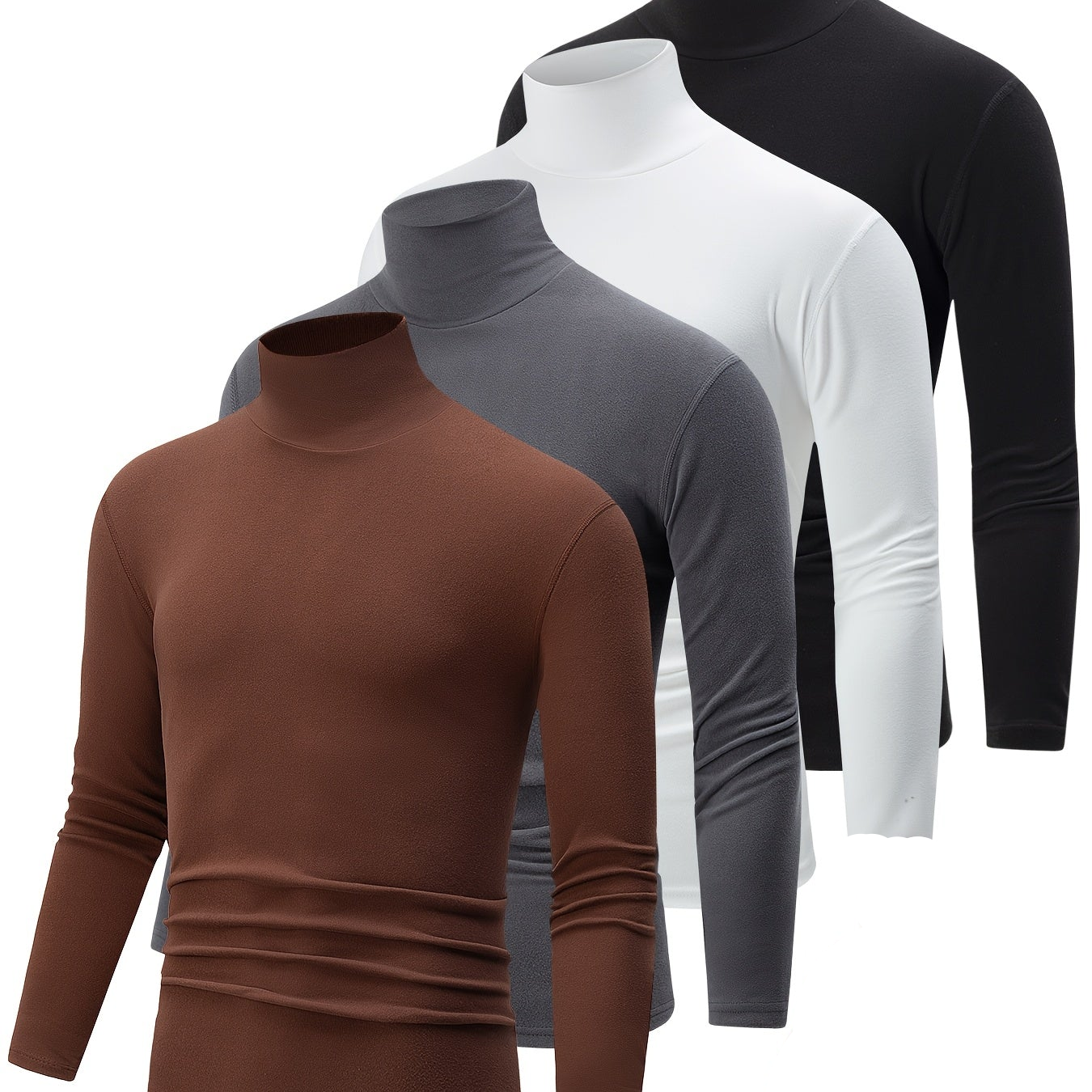 Lot de 4 Pulls Col Roulé Homme Manches Longues Couleurs Assorties