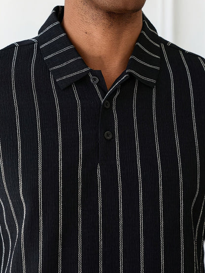 Polo à rayures verticales pour homme, style moderne et polyvalent