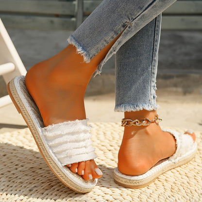 Sandales à enfiler style bohème pour femme – Slides décontractées chic vacances