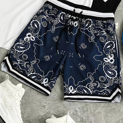 Shorts de sport homme style streetwear imprimé motif bandana – Look urbain tendance