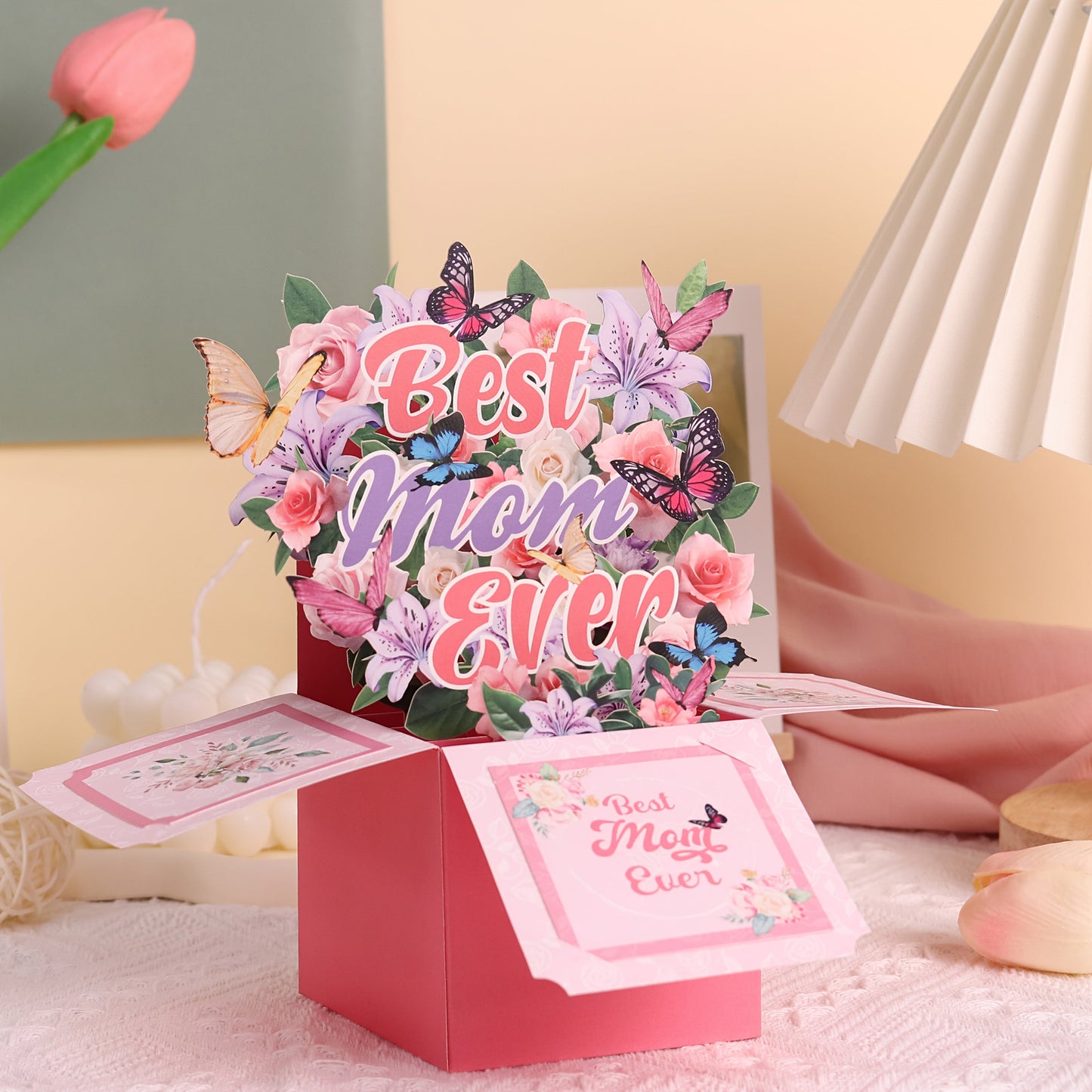 Carte Pop-Up Regalo Festa della Mamma Stile Bouquet 3D per Donna - Decorazione e Messaggio Migliore Mamma