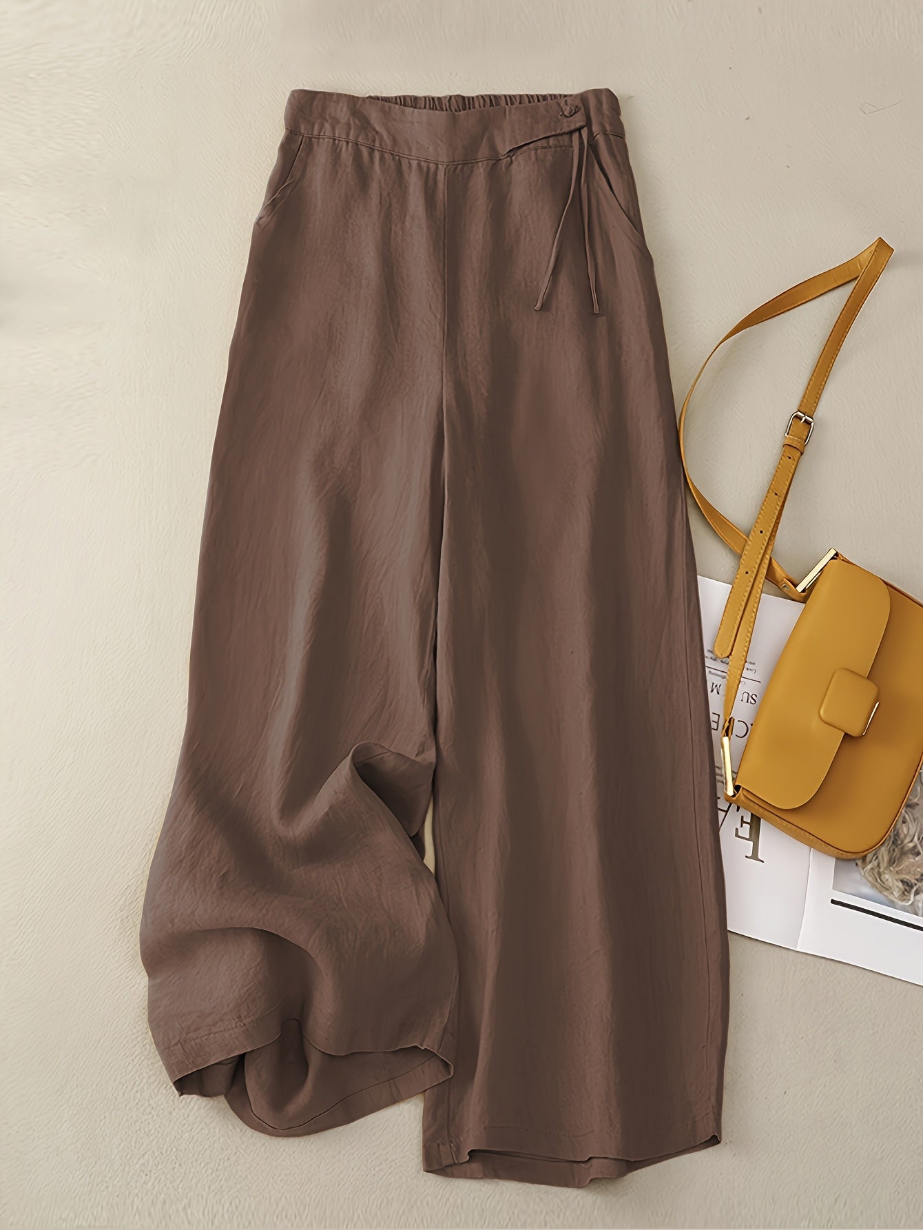 Pantalon large taille haute femme style élégant pour printemps et été