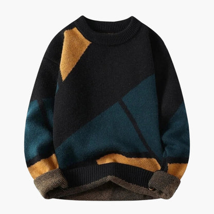 Avslappnad tröja med geometriskt mönster för herrar – perfekt för en modern och bekväm look