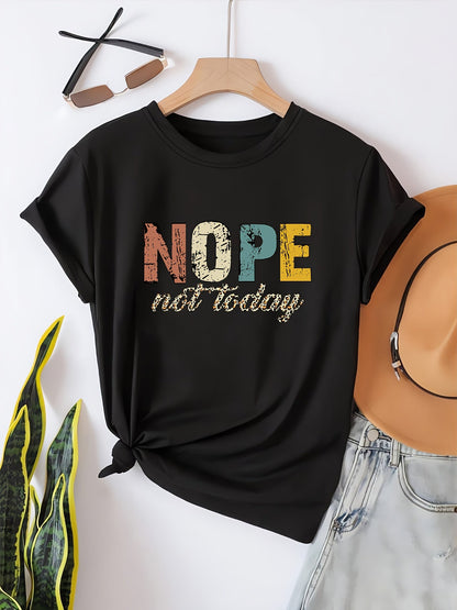 T-shirt graphique décontracté femme slogan humoristique "NOPE not today" style relax