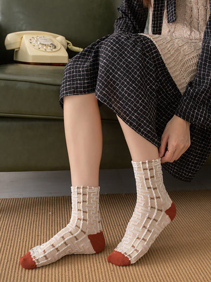 Fancy women's socks bohemian style floral pattern set of 5 pairs