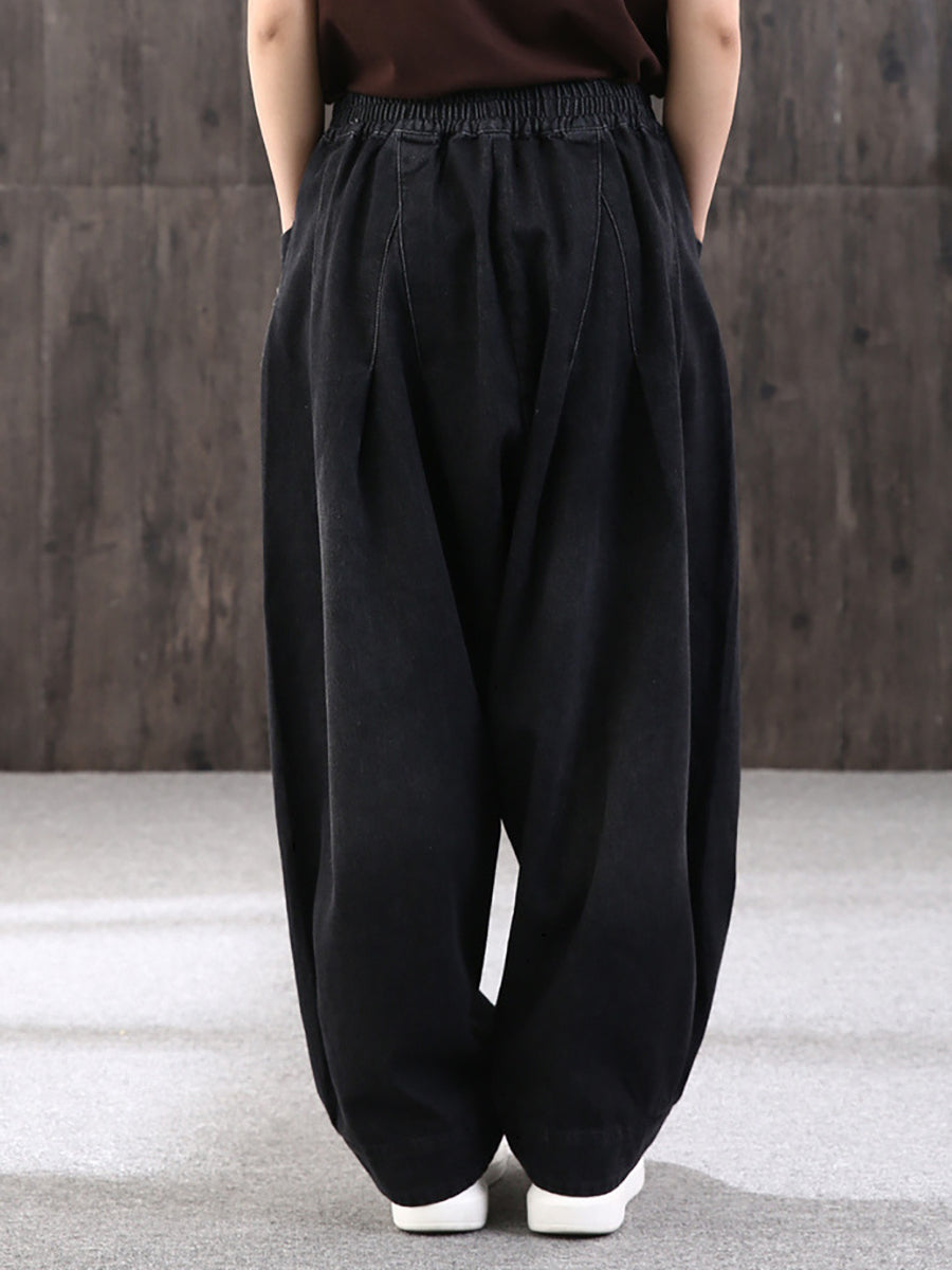 Pantalon large décontracté pour femme style streetwear avec poches, taille élastique, idéal pour un look urbain tendance