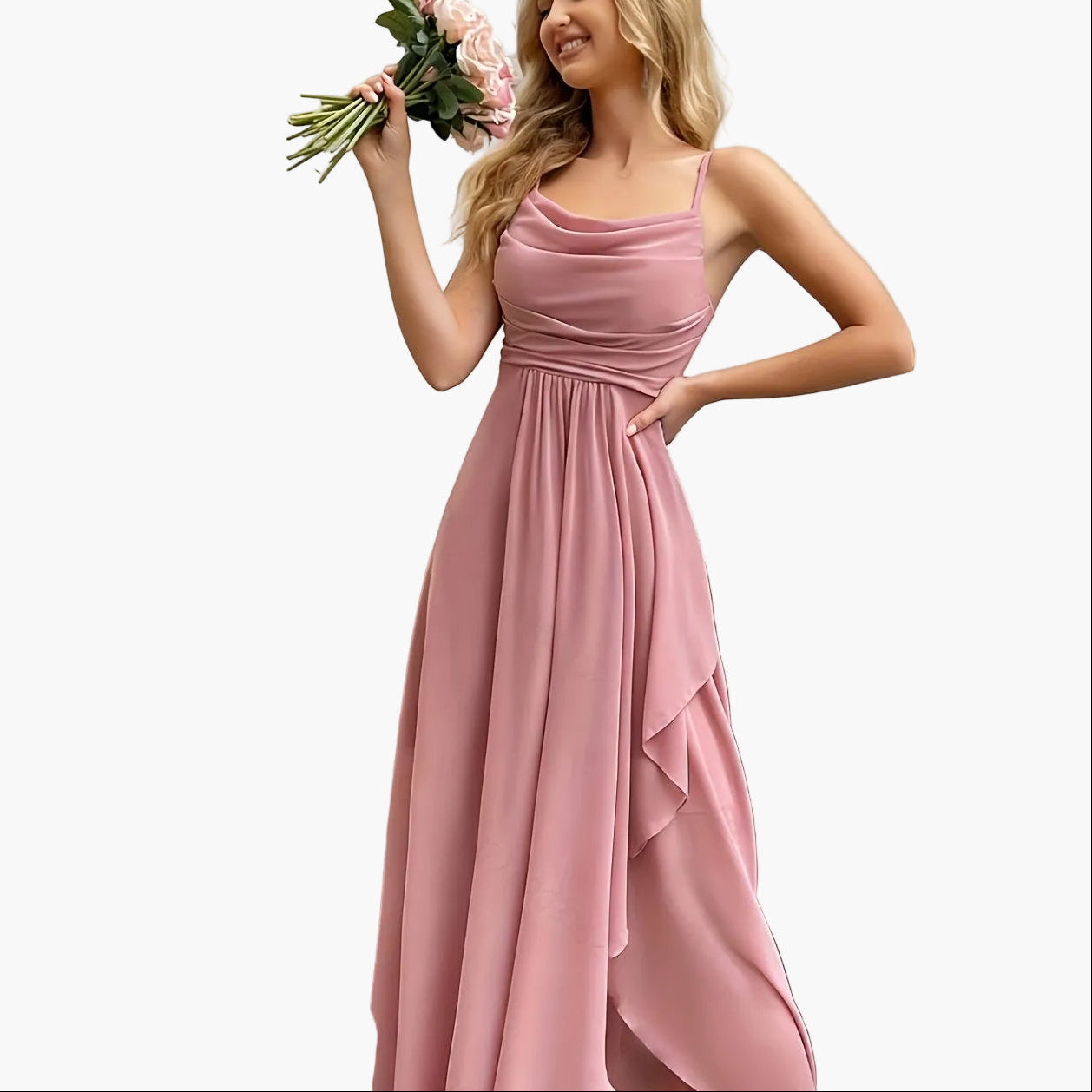 Robe de soirée élégante femme longue style fluide pour événements et cérémonies