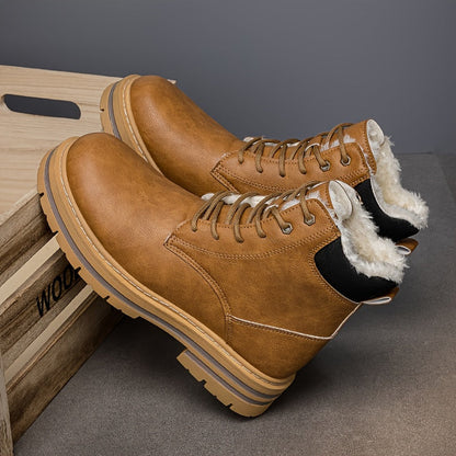 Bottes montantes homme fourrées chaudes à lacets, plusieurs coloris disponibles