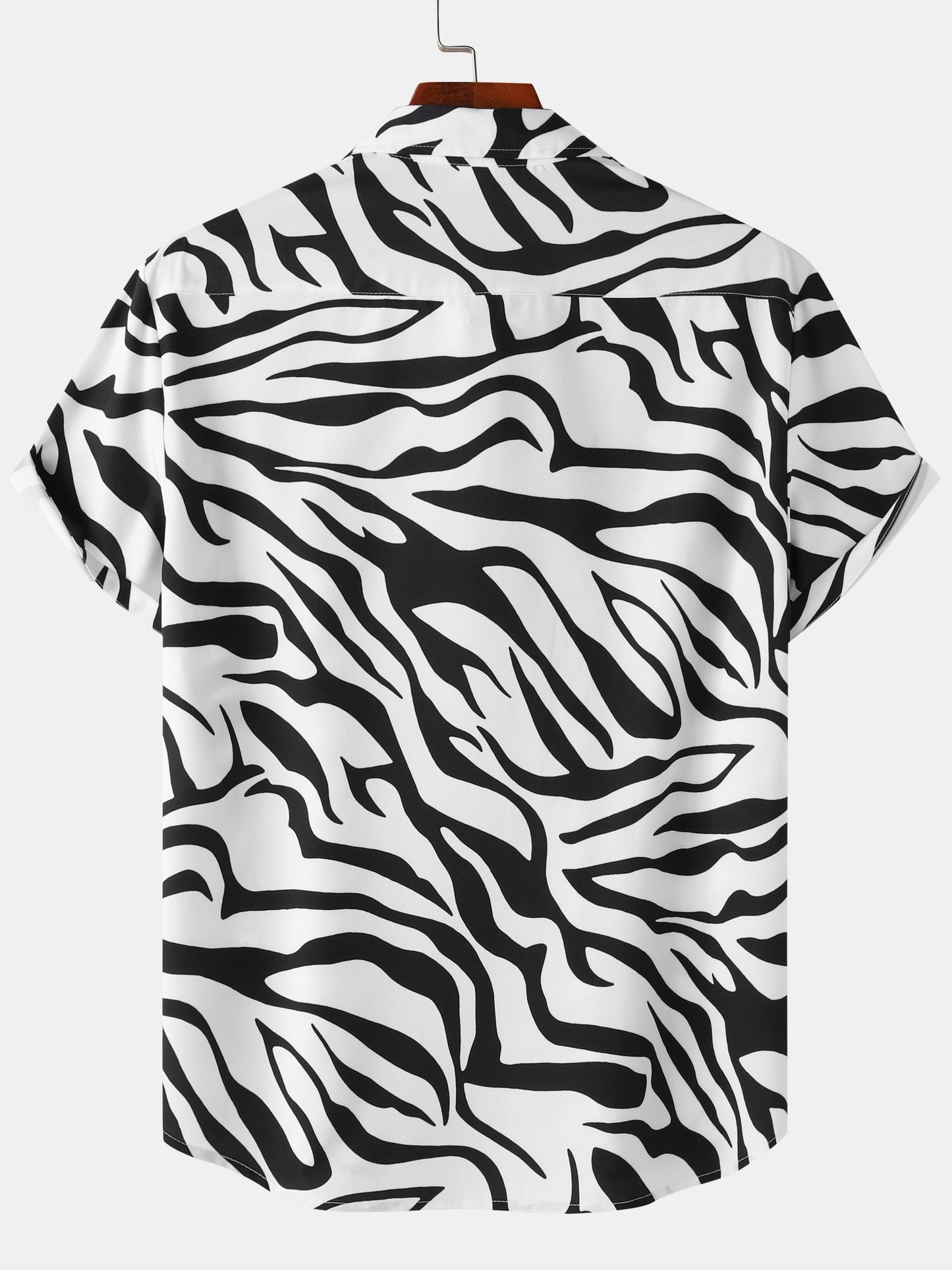 Camicia uomo a maniche corte stile resort con motivo zebrato di tendenza per l'estate