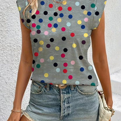 Débardeur tendance à pois multicolores pour femme – Style décontracté et moderne
