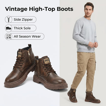 Bottes montantes homme noires à lacets et semelle épaisse