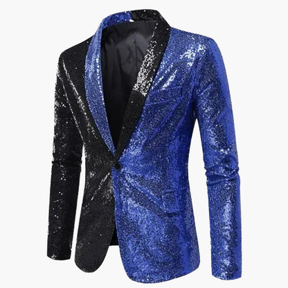 Giacca da sera uomo stile smoking, motivo geometrico brillante, ideale per feste ed eventi eleganti