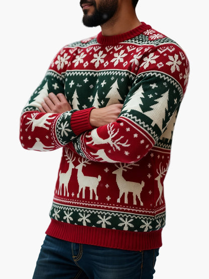 Męski sweter świąteczny z festiwalowymi wzorami na święta i zimę