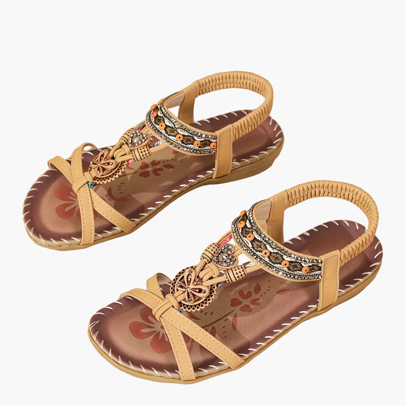 Boheme-sandaler til kvinder med pynt og ankelrem – afslappet chic stil