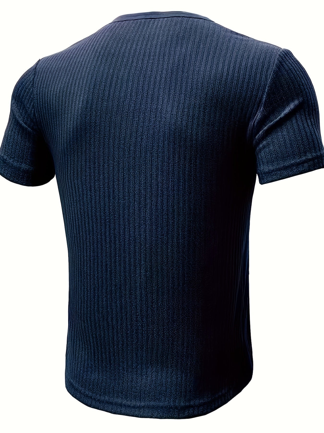 T-shirt Décontracté à Manches Courtes pour Homme Style Henley Boutonné Rayé
